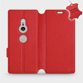 Etui ze skóry naturalnej do Sony Xperia XZ2 - wzór Red Leather