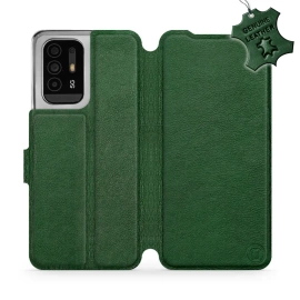 Etui ze skóry naturalnej do OPPO Reno 5 Z - wzór Green Leather