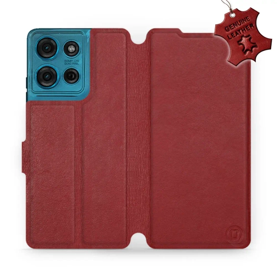 Phone Case Motorola Moto G75 5G - Design Dark Red Leather