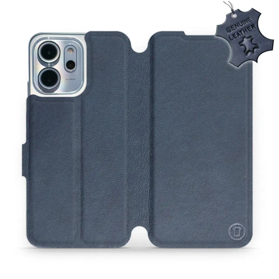 Etui ze skóry naturalnej do OPPO Reno 14 FS 5G - wzór Blue Leather