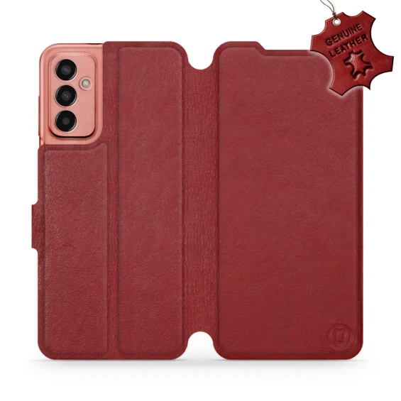 Phone Case Samsung Galaxy M13 - Design Dark Red Leather