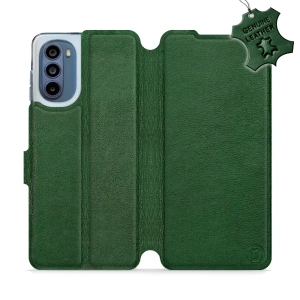 Etui ze skóry naturalnej do Motorola Moto G62 5G - wzór Green Leather
