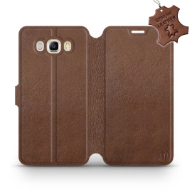 Etui ze skóry naturalnej do Samsung Galaxy J7 2016 - wzór Brown Leather
