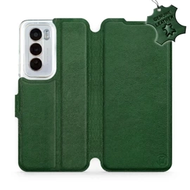 Etui ze skóry naturalnej do OPPO Reno 12 Pro 5G - wzór Green Leather