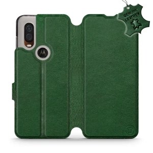 Hülle für Motorola One Vision - Farbe Green Leather
