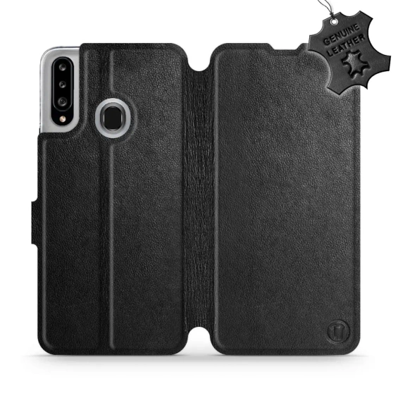 Phone Case Samsung Galaxy A20S - Design Black Leather