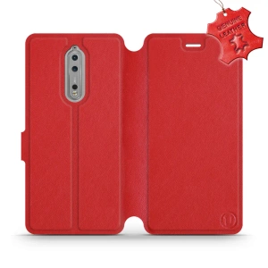 Etui ze skóry naturalnej do Nokia 8 - wzór Red Leather