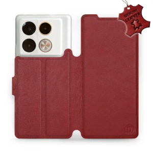 Phone Case Infinix Note 40 Pro Plus - Design Dark Red Leather