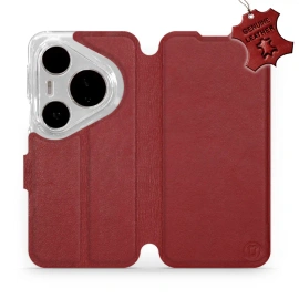 Etui ze skóry naturalnej do Huawei Pura 80 Pro - wzór Dark Red Leather