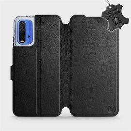 Etui ze skóry naturalnej do Xiaomi Redmi 9T - wzór Black Leather