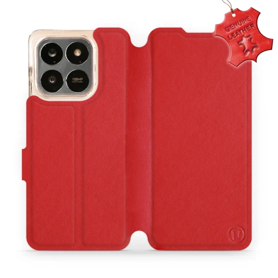 Etui ze skóry naturalnej do Huawei Honor X7d - wzór Red Leather