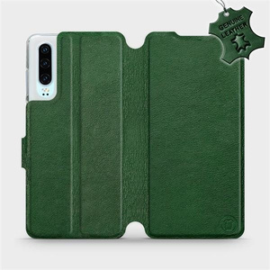 Etui ze skóry naturalnej do Huawei P30 - wzór Green Leather