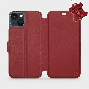 Phone Case Apple iPhone 13 - Design Dark Red Leather