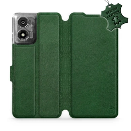 Etui ze skóry naturalnej do Motorola Moto E14 - wzór Green Leather