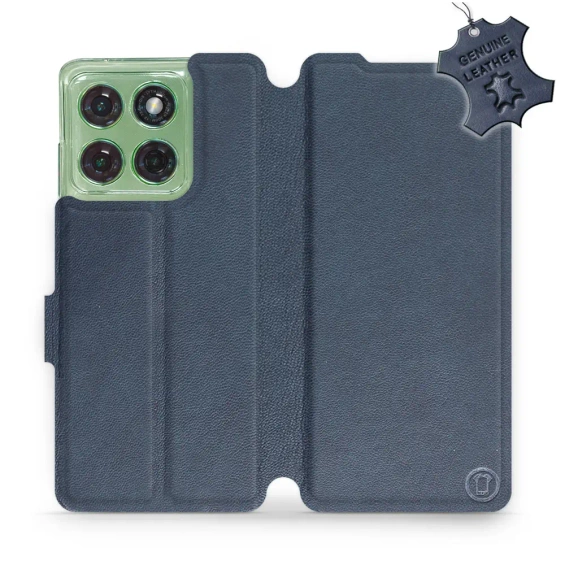 Etui ze skóry naturalnej do Motorola Edge 60 - wzór Blue Leather