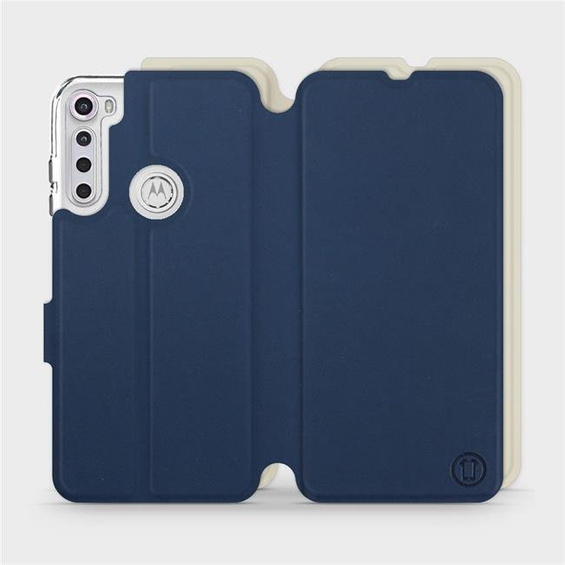 Phone Case Motorola One Fusion Plus - Design Navy with Platinum