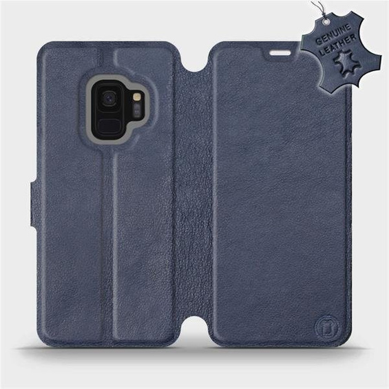 Etui ze skóry naturalnej do Samsung Galaxy S9 - wzór Blue Leather