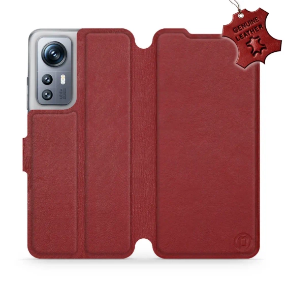 Phone Case Xiaomi 12S - Design Dark Red Leather