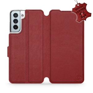 Phone Case Samsung Galaxy S21 Plus - Design Dark Red Leather