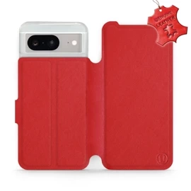 Phone Case Google Pixel 8 - Design Red Leather