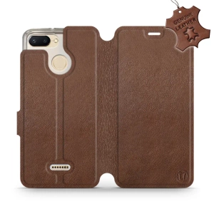 Etui ze skóry naturalnej do Xiaomi Redmi 6 - wzór Brown Leather