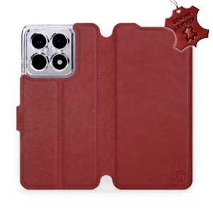 Phone Case Xiaomi 14T Pro - Design Dark Red Leather
