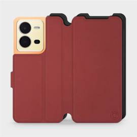 Hülle für Vivo X80 Lite - Farbe Dunkelrot mit Schwarz