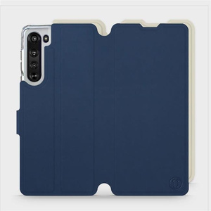 Hülle für Motorola Edge - Farbe Marineblau mit Platin