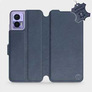 Etui ze skóry naturalnej do Motorola Edge 30 Neo - wzór Blue Leather