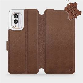 Etui ze skóry naturalnej do Nokia X30 5G - wzór Brown Leather