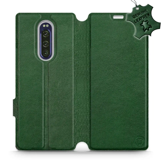 Etui ze skóry naturalnej do Sony Xperia 1 - wzór Green Leather
