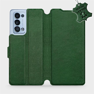 Phone Leather Case for OPPO Reno 6 Pro 5G - design Green Leather