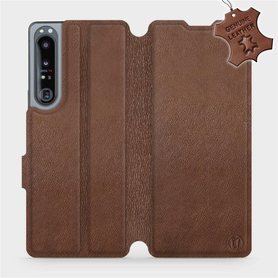 Etui ze skóry naturalnej do Sony Xperia 1 IV - wzór Brown Leather