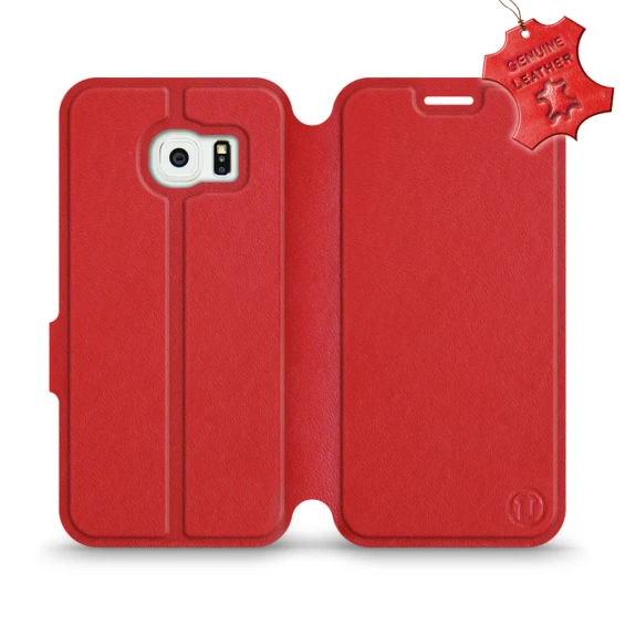 Phone Case Samsung Galaxy S6 Edge - Design Red Leather