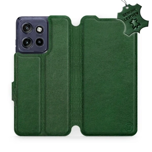 Etui ze skóry naturalnej do Motorola Edge 50 Neo - wzór Green Leather
