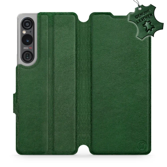 Etui ze skóry naturalnej do Sony Xperia 1 V - wzór Green Leather