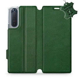 Etui ze skóry naturalnej do Sony Xperia 5 II - wzór Green Leather