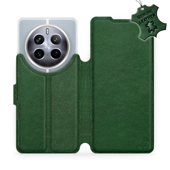 Etui ze skóry naturalnej do Realme 12 Pro 5G - wzór Green Leather