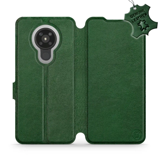 Etui ze skóry naturalnej do Nokia 5.3 - wzór Green Leather