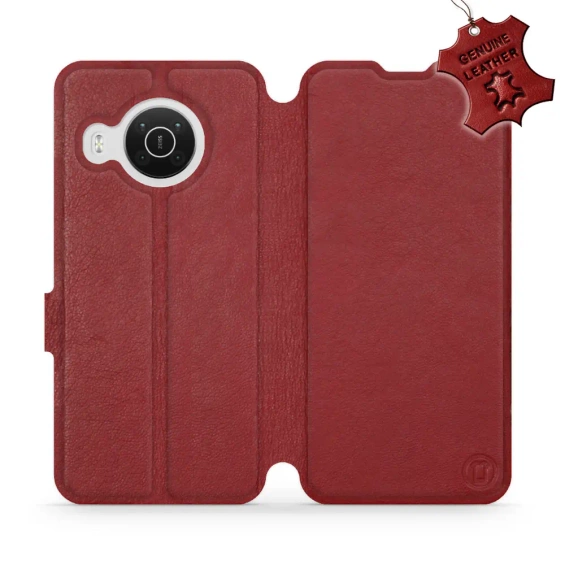Phone Case Nokia X10 - Design Dark Red Leather