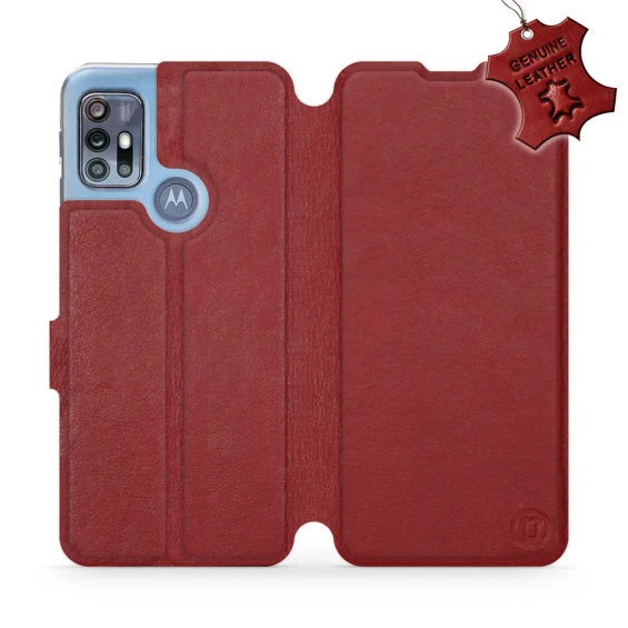 Phone Case Motorola Moto G20 - Design Dark Red Leather