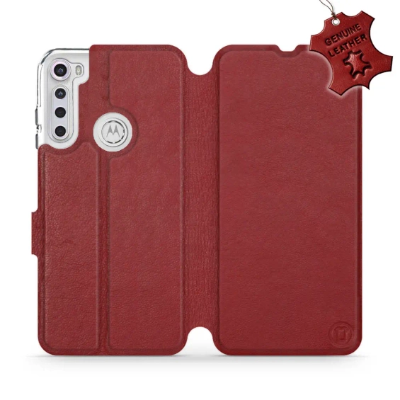 Phone Case Motorola One Fusion Plus - Design Dark Red Leather
