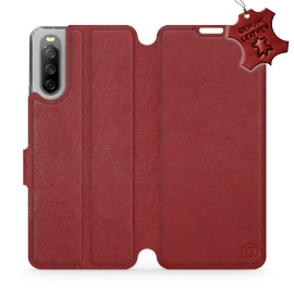Phone Case Sony Xperia 10 III - Design Dark Red Leather