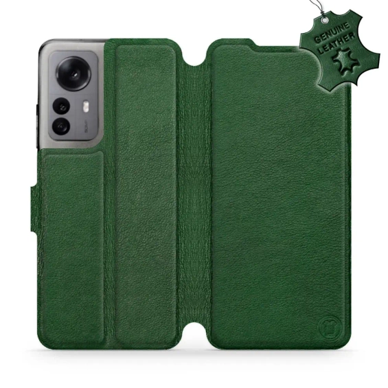 Etui ze skóry naturalnej do Xiaomi 12X - wzór Green Leather