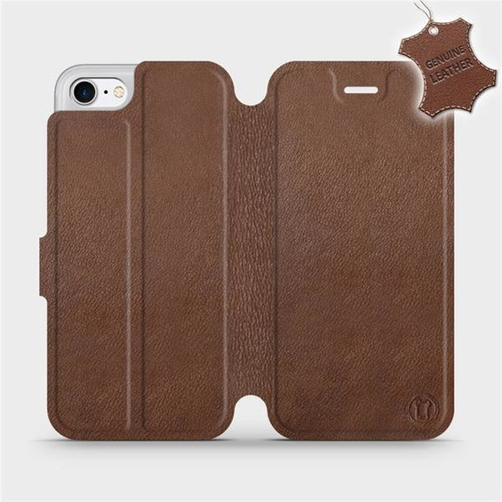Etui ze skóry naturalnej do Apple iPhone 7 - wzór Brown Leather