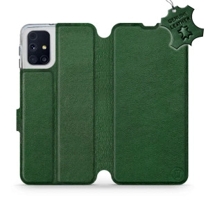 Etui ze skóry naturalnej do Samsung Galaxy M31s - wzór Green Leather