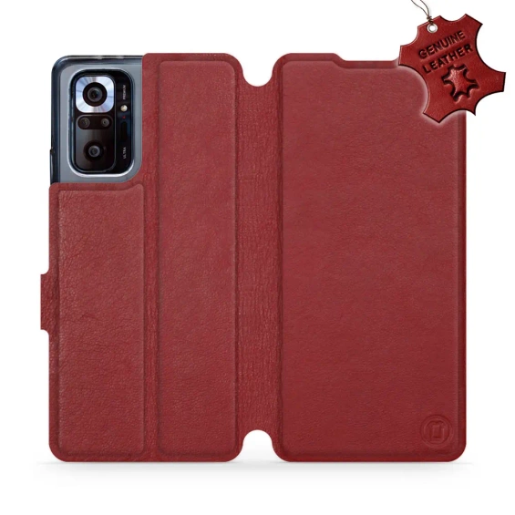 Phone Case Xiaomi Redmi Note 10 pro - Design Dark Red Leather