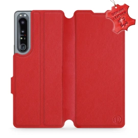Etui ze skóry naturalnej do Sony Xperia 1 IV - wzór Red Leather