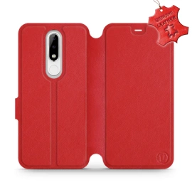 Phone Case Nokia 5.1 Plus - Design Red Leather