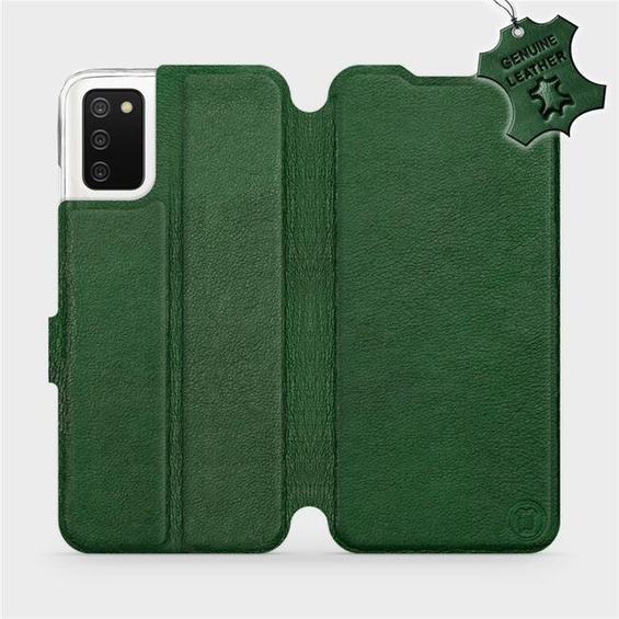 Etui ze skóry naturalnej do Samsung Galaxy A02S - wzór Green Leather
